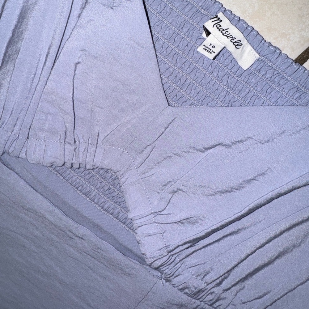 NWOT Madewell Ellie Puff Sleeve Cutout midi sundress Dress Distant Periwinkle 10 - Picture 4 of 4